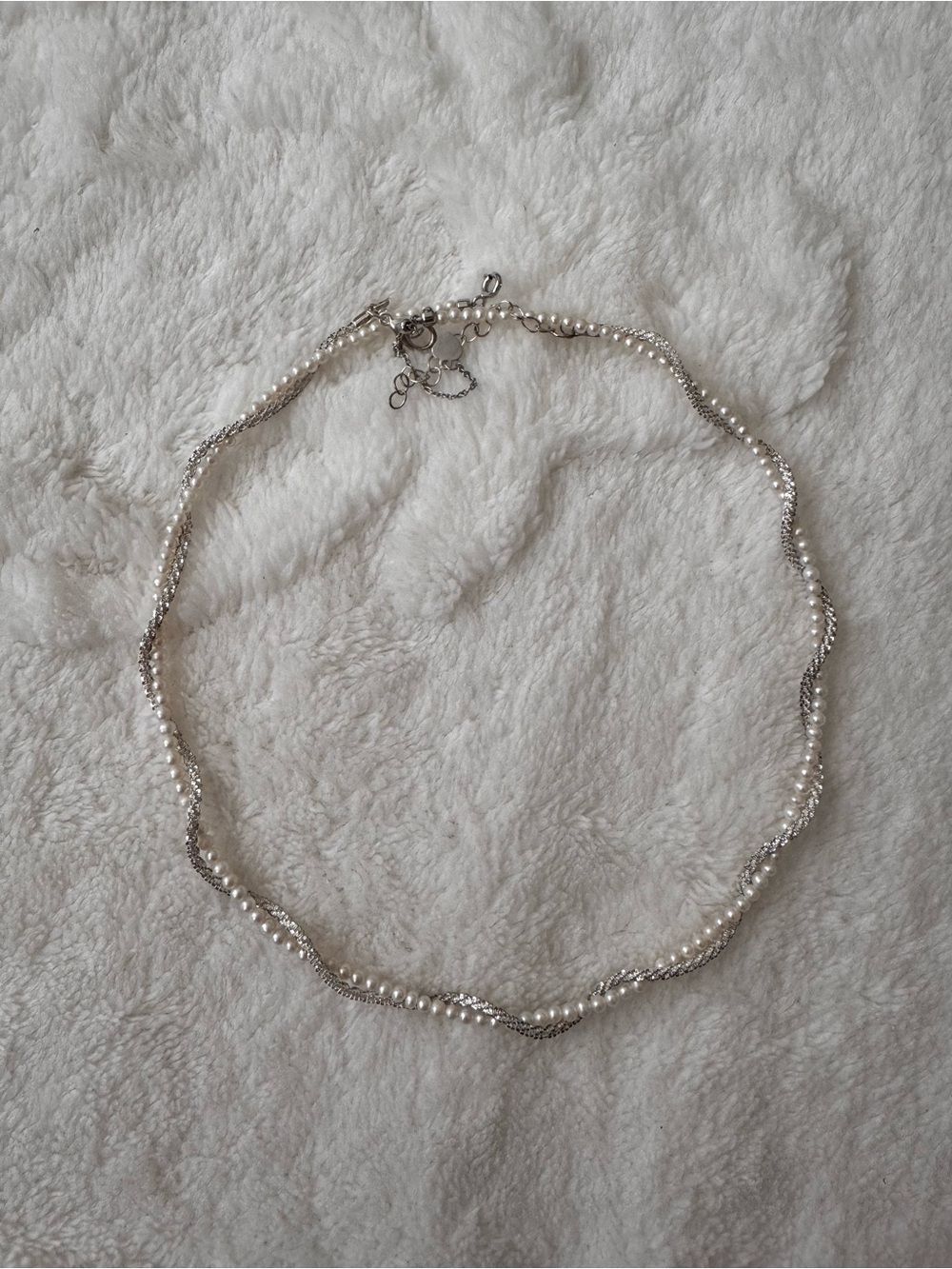 Delicate Silver-Tone Pearl Twist Necklace